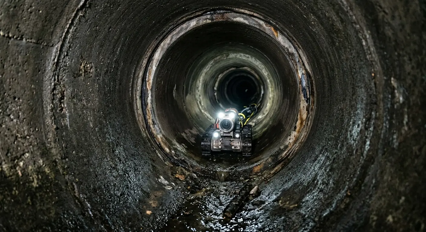 Robotic sewer camera inspecting pipe interior for Sewer Line Repair in Clyde